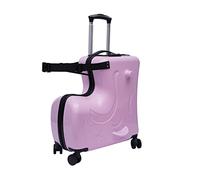 HANGKAI Valisette Enfant, Valise à Roulettes de 50 cm, à s'asseoir dessus, capacité de charge de 30 kg, roue universelle portable, filles et garçons, Rose, 25 x 55 cm, Morden