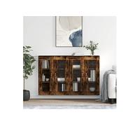 vidaXL Armoire murale 2 pièces Bois d'ingénierie Chêne fumé Marron