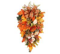 Hangle de Porte à Feuilles d'érable - Garlandais de Fausses de Saison de Saison, décoration Florale de Thanksgiving Fait à la Main | Couronne de Feuilles de suspendues avec des Couleurs vive