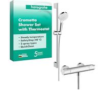 hansgrohe SystÚme de douche Crometta Vario en saillie avec thermostat Ecostat 1001 CL et barre de douche 65 cm, 27812400, blanc/chrome - 27812400