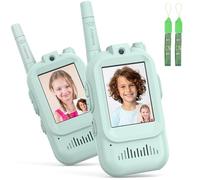 Hangrui Talkie Walkie Enfants avec Vidéo & HD Caméra,Lot de 2 Talkies-Walkies Rechargeable,Portée 100-400m,4 Modes de Voix Changée, Cadeaux Jouets de Plein air pour Enfants de 3 à 12 Ans (Vert + Vert)