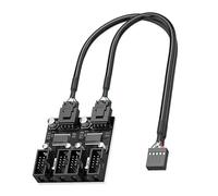 Hangsu Adaptateur répartiteur USB 2.0 9 broches mâle vers 4 femelles pour cartes mères de bureau