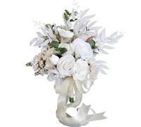 Hangsu Bouquets de mariée blancs avec ruban pour demoiselles d'honneur, anniversaire, photographie de mariage