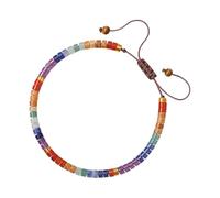 Hangsu Bracelet de perles en pierre naturelle tissé à la main avec des cristaux multicolores pour une énergie positive, un ajustement confortable et un bracelet en cristal d'inspiration quotidienne