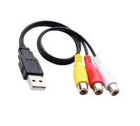 Hangsu Câbles répartiteurs USB vers 3RCA femelles avec blindage EMI RFI Gaines flexibles en PVC pour sortie audio vidéo AV câble composite USB
