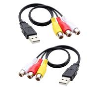 Hangsu Câbles répartiteurs USB vers 3RCA femelles avec blindage EMI RFI Gaines flexibles en PVC pour sortie audio vidéo AV câble composite USB