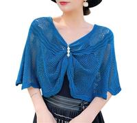 Hangsu Châle au crochet - Faux col pour femme - Couverture d'épaule - Pour robe et chemise - Tous les accessoires assortis - Capes élégantes à superposer sur les épaules, bleu, Taille unique