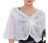 Hangsu Châle au crochet - Faux col pour femme - Couverture d'épaule - Pour robe et chemise - Tous les accessoires assortis - Capes élégantes à superposer sur les épaules, blanc, Taille unique