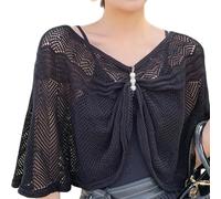 Hangsu Châle au crochet - Faux col pour femme - Couverture d'épaule - Pour robe et chemise - Tous les accessoires assortis - Capes élégantes à superposer sur les épaules, Noir , taille unique