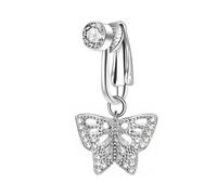 Hangsu Clip de nombril tendance sans piercing élégant en oxyde de zirconium, bijou confortable, accessoire de corps en cuivre pour femme, portable, taille unique, Comme décrit, Comme décrit.
