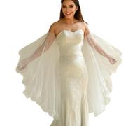 Hangsu Couvre-bras de mariée à manches fluides, couverture transparente avec bordure évasée pour cérémonie, séance photo, mariage, beige, taille unique