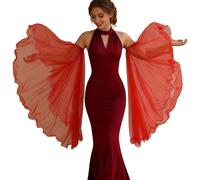 Hangsu Couvre-bras de mariée à manches fluides, couverture transparente avec bordure évasée pour cérémonie, séance photo, mariage, Rouge, taille unique