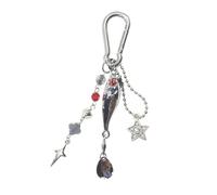 Hangsu Élégant porte-clés en métal en forme de poisson pour un usage quotidien, accessoire de mode avec perles sur le thème du rock et des motifs assortis pour couples