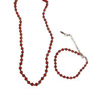 Hangsu Ensemble collier et bracelet de perles faits à la main - Bijoux bohème faits à la main - Accessoires de perles - Convient pour les femmes - Bijoux chinois vintage, One Size, Comme décrit, Comme