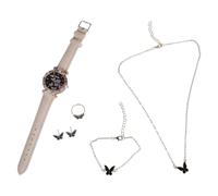 Hangsu Ensemble de bijoux en forme de papillon élégant pour femme avec montre en cristal, bagues, collier, boucles d'oreilles pour un usage quotidien en alliage, taille unique, Comme décrit, Comme