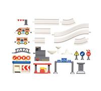 Hangsu Ensemble de train électrique avec rails magnétiques et simulation de scène urbaine pour enfants à partir de 3 ans Jouet éducatif Cadeau facile à assembler