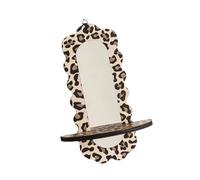 Hangsu Étagère flottante moderne en bois avec miroir imprimé léopard pour pot de fleurs, petits décors, étagère murale décorative