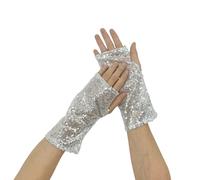 Hangsu Gants à paillettes pour danseurs et artistes parfaits pour les spectacles de scène et les fêtes - Gants confortables et respirants, gris argenté, About22.5cmlong