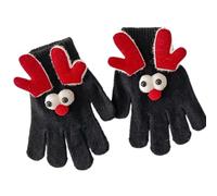 Hangsu Gants de Noël avec cornes de renne - Doux et chaud - Respirants - Pour le shopping et les fêtes, enfants noirs, 8.97x5.46in