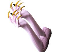 Hangsu Gants Punk Long Nails Dark Series Gants de cosplay élastiques et respirants pour Halloween Parties Accessoires de costume, Rose, ongles dorés, Size:Approx.length50cm/19.68inch