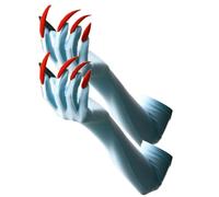 Hangsu Gants Punk Long Nails Dark Series Gants de cosplay élastiques et respirants pour Halloween Parties Accessoires de costume, Bleu clair, ongles rouges, Size:Approx.length50cm/19.68inch