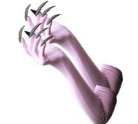Hangsu Gants Punk Long Nails Dark Series Gants de cosplay élastiques et respirants pour Halloween Parties Accessoires de costume, Rose, clous argentés, Size:Approx.length50cm/19.68inch