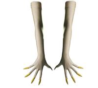 Hangsu Gants Punk Long Nails Dark Series Gants de cosplay élastiques et respirants pour Halloween Parties Accessoires de costume, Kaki, ongles dorés, Size:Approx.length50cm/19.68inch