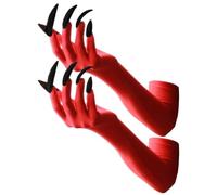 Hangsu Gants Punk Long Nails Dark Series Gants de cosplay élastiques et respirants pour Halloween Parties Accessoires de costume, Ongles rouges, noirs, Size:Approx.length50cm/19.68inch
