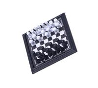 Hangsu Jeu d'échecs miniature pour maisons de poupées, accessoires et présentoir de table avec plateau en métal et pièces d'échiquier artistique en métal pour collectionneur