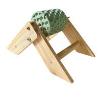 Hangsu Jouet à mâcher rotatif interactif pour oiseaux avec support en bois et bec de meulage pour petit animal de compagnie, accessoire de cage à oiseaux