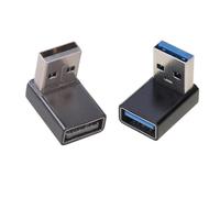 Hangsu Lot de 2 adaptateurs USB 3.0 mâle vers femelle coudé à 90 degrés en alliage d'aluminium pour transfert de données rapide jusqu'à 5 Gbit/s mâle vers femelle