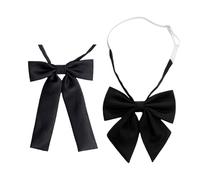 Hangsu Lot de 2 nœuds pré-noués en polyester pour femme assurant un maintien ferme du travail, des loisirs, des tâches scolaires, uniformes scolaires, cravates pré-nouées pour femme, SS4, taille