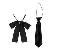 Hangsu Lot de 2 nœuds pré-noués en polyester pour femme assurant un maintien ferme du travail, des loisirs, des tâches scolaires, uniformes scolaires, cravates pré-nouées pour femme, S1., taille