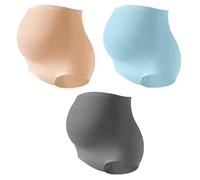Hangsu Lot de 3 sous-vêtements de maternité confortables à taille haute offrant un soutien abdominal complet et une respirabilité pour future mère de yoga, Couleur de la peau gris bleu, S