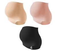 Hangsu Lot de 3 sous-vêtements de maternité confortables à taille haute offrant un soutien abdominal complet et une respirabilité pour future mère de yoga, Rose / Noir / Skin Colo, XL