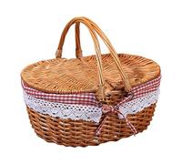 Hangsu Panier de pique-nique en osier tissé à la main avec doublure amovible pour camping en plein air et camping Rotin naturel