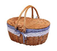 Hangsu Panier de pique-nique en osier tissé à la main avec doublure amovible pour camping en plein air et camping Rotin naturel