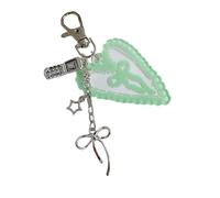 Hangsu Porte-clés élégant en acrylique avec dentelle en forme de cœur et nœud pour un look doux et féminin, Vert, taille unique