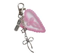 Hangsu Porte-clés élégant en acrylique avec dentelle en forme de cœur et nœud pour un look doux et féminin, rose, taille unique