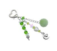Hangsu Porte-clés tendance en forme de lune en laine robuste couleur macaron vif pour filles et look moderne, Vert, taille unique