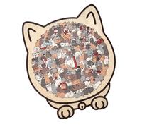 Hangsu Puzzle en bois de couleur artistique - 135 pièces de chats emboîtables pour le développement cognitif - Puzzle en bois pour enfants