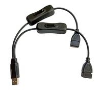Hangsu Rallonge USB A mâle vers deux USB femelles avec commutateurs pour une gestion facile de l'alimentation des périphériques 35 cm