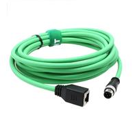 HangTon Câble adaptateur M12 4 broches D-codé vers RJ45 femelle Cat5e pour caméra Profinet Omron Keyence SICK Datalogic Capteur de vision Ethernet Réseau PC PLC 3 m Vert