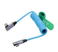 HangTon Câble d'alimentation USB Type C vers USB-C PD pour SSD BMPCC ZCAM R5 R6 A7C FX3 Caméra iPhone 15 iPad Téléphone Ordinateur portable Moniteur, 20Gbps 20V5A 4K60 HD, Tressé spiralé coudé à 90