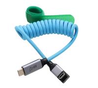 HangTon Câble de données vidéo USB Type C 20Gbps 100W 4K60 pour T7 SSD BMPCC 4K 6K Go Pro ZCAM R5C R6II A7C FX3 Caméra iPhone 15 Téléphone Ordinateur portable Moniteur HD, enroulé en angle vers le