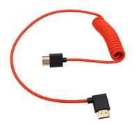 HangTon Câble HDMI 8K 4K 50p Ninja Shinobi Indie 7 Portkeys Feelworld LUT6 Sony A7R-V Canon C70 XF605 G9II ZCAM E2 S6 X-H2S, angle gauche type A HDMI 2.1, rouge tressé