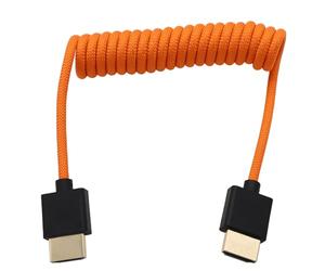 HangTon Câble HDMI 8K 4K pour ATOMOS Ninja V Shinobi, Sony A7RV A7IV FX30, Canon C70, BMPCC 6K Pro, Lumix S5II G9, Fujifilm X-H2S, Portkeys BM5 LH7P FEELWORLD, orange tressé enroulé