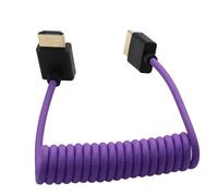 HangTon Câble HDMI 8K/60 4K/120p 90 degrés pour ATOMOS Ninja V Shinobi, Nikon Z6iii Z8 Z9, Fujifilm GFX100II X-H2S, Teradek Hollyland Mars 400, TV portable, violet tressé enroulé