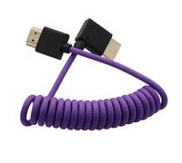 HangTon Câble HDMI 8K/60 4K/120p 90 degrés pour ATOMOS Ninja V Shinobi, Nikon Z6iii Z8 Z9, Fujifilm GFX100II X-H2S, Teradek Hollyland Mars 400, home cinéma, violet tressé enroulé