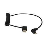 HangTon Câble micro HDMI 4K 8K 90 degrés pour Lumix S9, Sony A7R V ZV-E10, Canon R6 R5, ATOMOS Ninja V Ultra Shinobi Moniteur, haute vitesse flexible noir spirale 50 cm